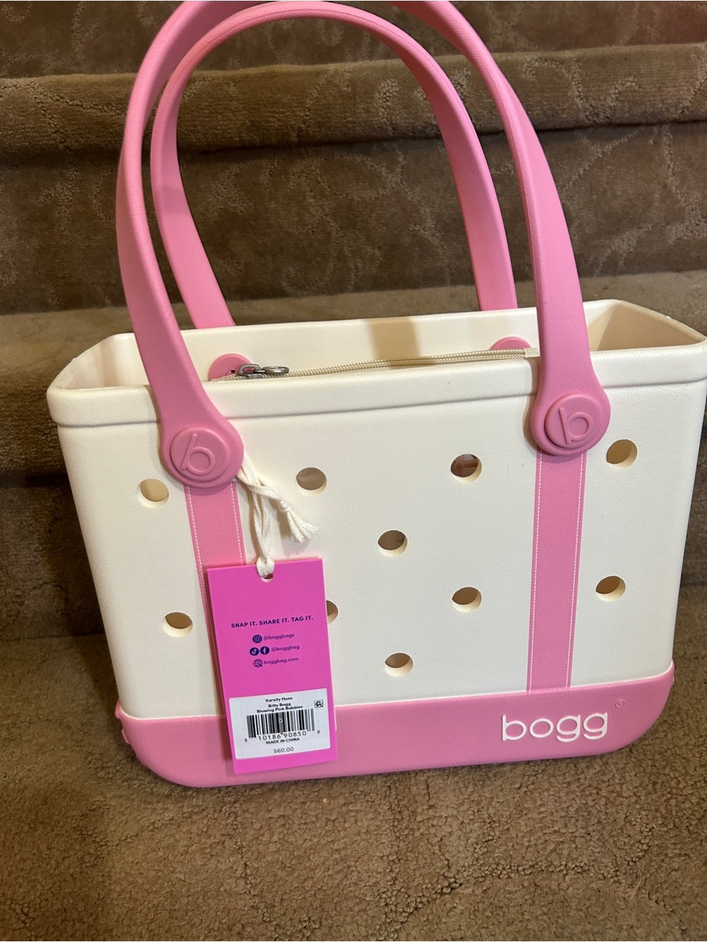 NWT BUBBLEGUM PINK VARSITY BITTY BOGG BAG